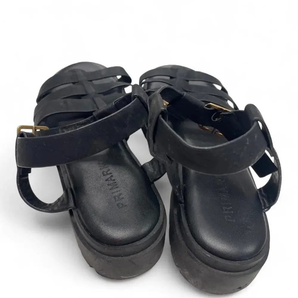 Black leather sandals